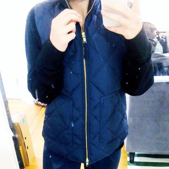 J. Crew Jackets & Coats Nwot J Crew Navy Quilted Vest Gold Zipper